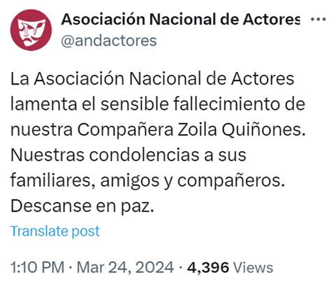 Fallece Zoila Qui Ones Actriz De So Adoras Y Mi Secretaria A Los