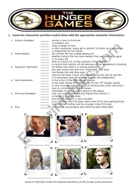 The Hunger Games ESL Worksheet By Cris M