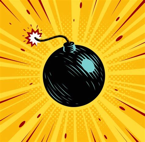 Set of bomb in pop art style Royalty Free Vector Image