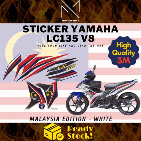 Yamaha Lc135 V8 Coverset Stripe Sticker Malaysia Edition Kaverset 3m