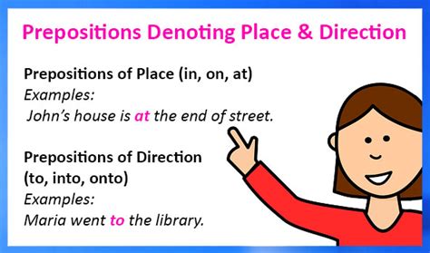 Prepositions denoting place and direction – definition, types, examples and worksheets