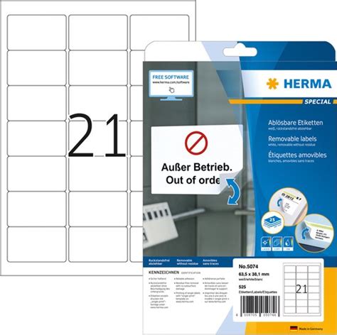 Herma Labels White X Removable Superprint Pcs Bol