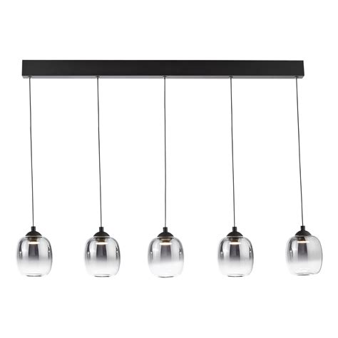 Ramona Light Bar Pendant Matt Black And Smoked Ombre Glass Led