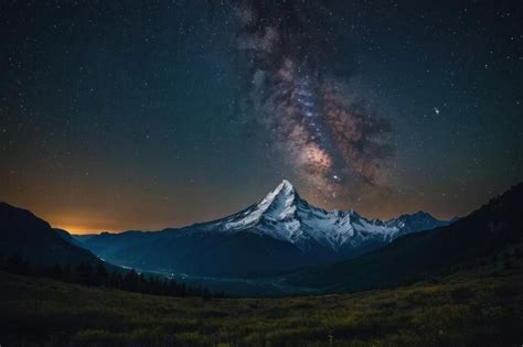 Imagine A Starry Night Sky Above A Silent Mountain Premium Ai