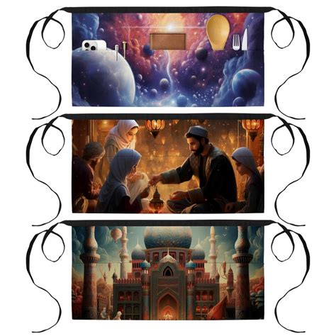 Eid Al Fitr Custom Apron with 3 Pockets, Printed Design - for Servers