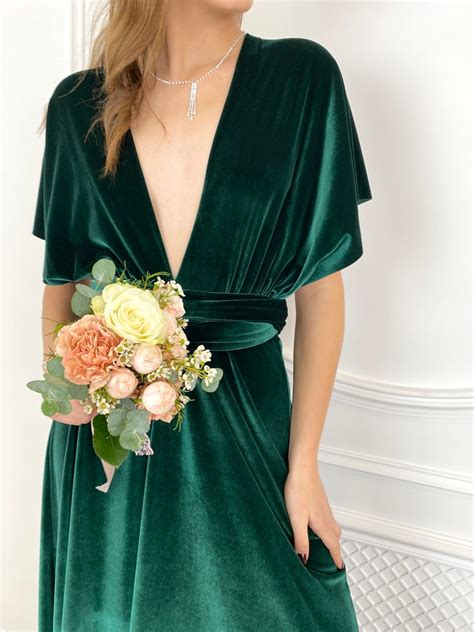 Forest Green Velvet Infinity Dress Bridesmaid Dress Prom Dress Etsy