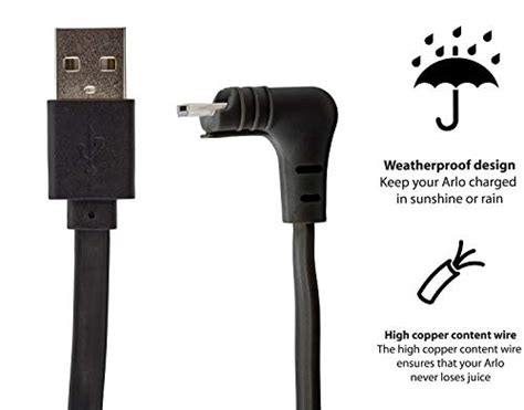 Wasserstein Weatherproof Ft M Outdoor Cable Compatible With Arlo Pro