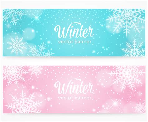 Snowflakes Winter Banners Vector Art And Graphics