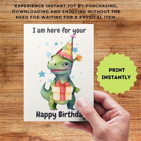 Dinosaur Birthday Card, Digital Dinosaur Card, Cute Dinosaur Card ...