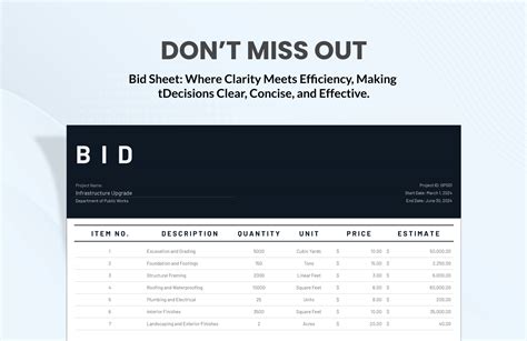 Sample Bid Sheet Template in MS Excel, Google Sheets - Download | Template.net