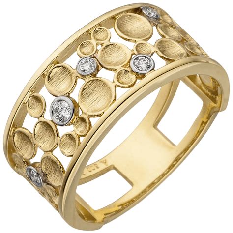 Damen Ring 585 Gelbgold mit 5 Brillanten 0 09 ct ッ Gelbgold Ringe ッ