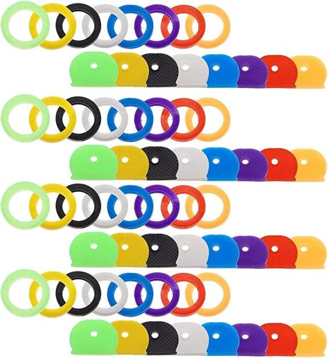 64 Pack Key Cap Tags Set In 8 Assorted Colors Plastic Key Identifier