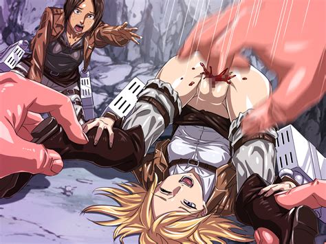 Rule 34 2girls Attack On Titan Blood Censored Christa Renz Female