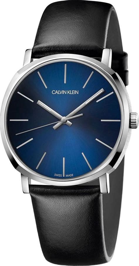 Calvin Klein Posh Quartz Blue Dial Black Leather Men's Watch | Shop ...