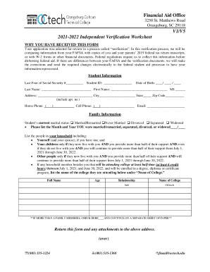 Fillable Online V1 V5 2021 2022 Independent Verification Worksheet Fax