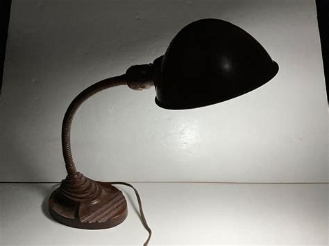 Vintage Eagle Gooseneck Art Deco Desk Lamp Cast Iron Base Works Great