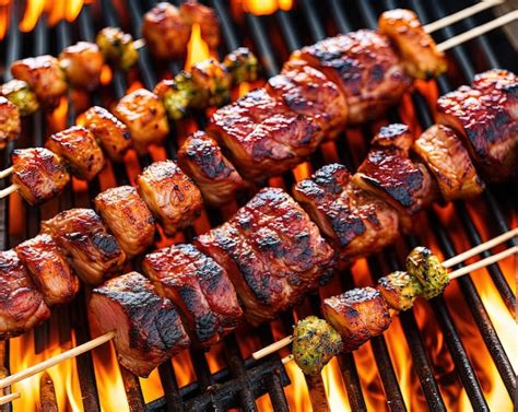 Premium Photo | Grilled meat and vegetables on a barbecue grill