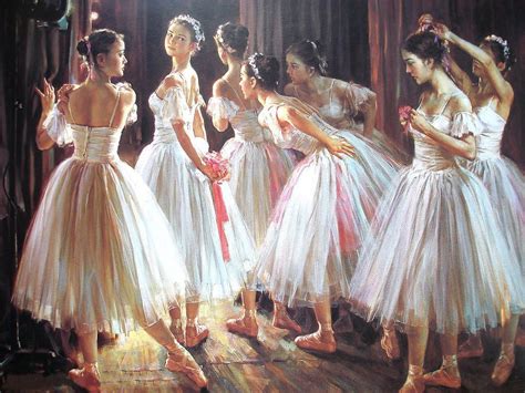 DELICADAS BAILARINAS DE BALLET HERMOSAS PINTURAS AL ÓLEO Belle