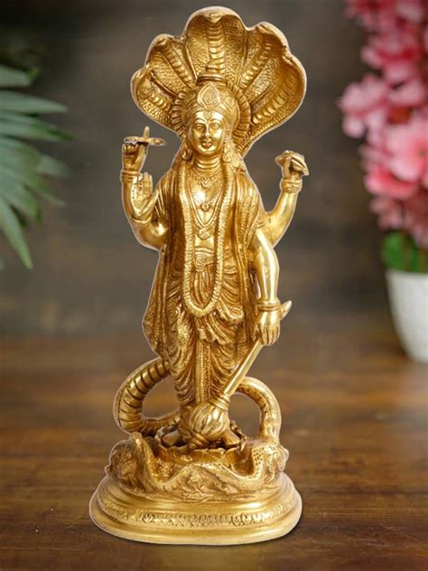 Buy Artvarko Brass Big Lord Vishnu Idol Standing On Sheshnag Bhagwan