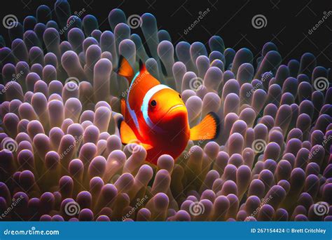 Clownfish In Anemones Coral Anemone Clown Fish Orange Colorful Stock