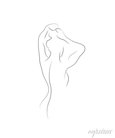 Nude Woman Face Abstract Silhouette Continuous Line Drawing Pinturas