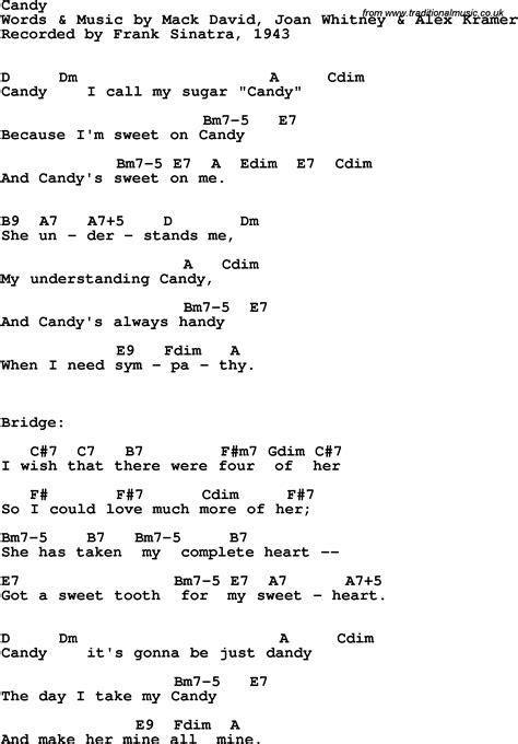 Song Lyrics With Guitar Chords For Candy Frank Sinatra 1943