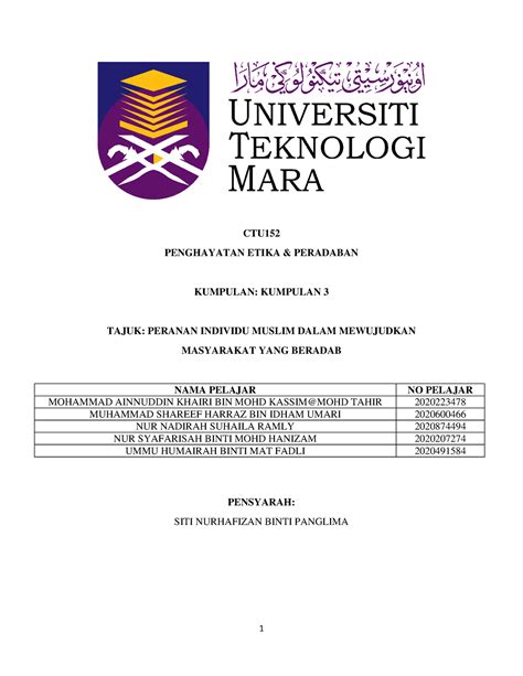 Kertas Kerja Ctu Dfdgfgnhnf Ctu Penghayatan Etika Peradaban