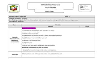 Guia De Clases N El Parrafo Y Sus Clases Pdf