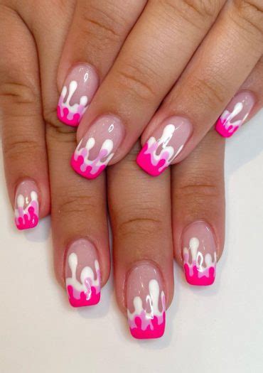 25 Hot Pink Vibrant Nails For Modern Women Hot Pink Dripped Tips