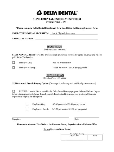 Fillable Online Dental Dental Enrollment Form Napebt Fax Email Print