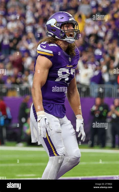 Minnesota Vikings Tight End Tj Hockenson 87 Celebrates His