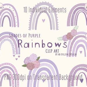 Rainbows Clip Art With Flowers And Hearts In Pastel Colors On White