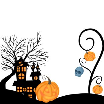 Halloween Halloween Building Bottom Border Bottom Edge, Halloween ...