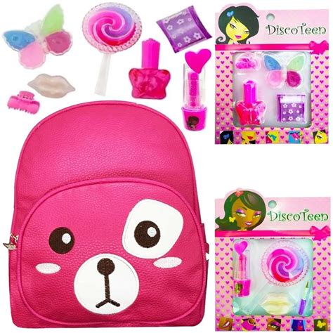 Kit Infantil Maquiagem Mochila Batom Presilha Espelho Dona Do Dia