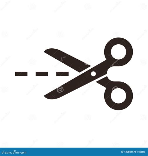 VECTOR Scissors With Cut Lines Isolated On White Background Symbol