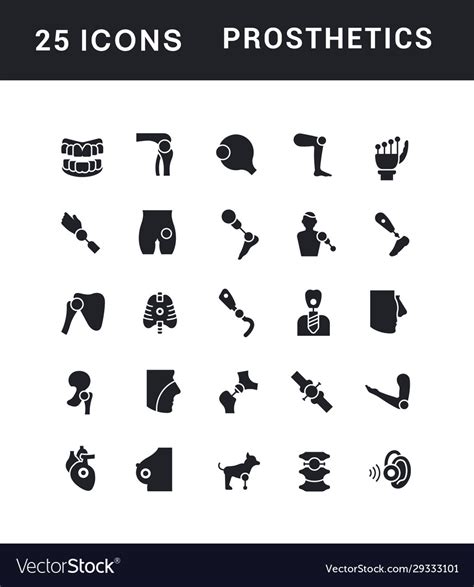 Set Simple Icons Prosthetics Royalty Free Vector Image