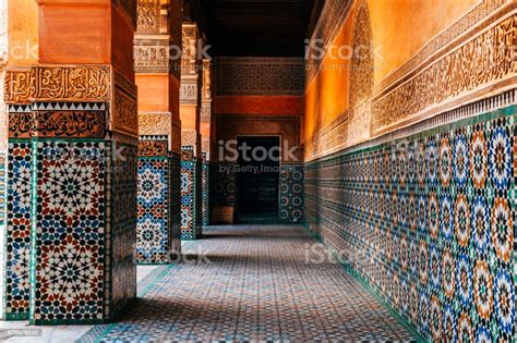 Colorful Ornamental Tiles At Moroccan Courtyard Stock Photo Download