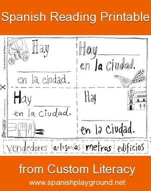 Free Spanish Reading Printable from Custom Literacy - Spanish Playground