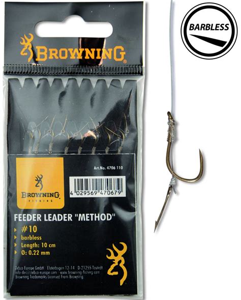 Browning Feeder Leader Method Barbless 10cm Reniers Fishing