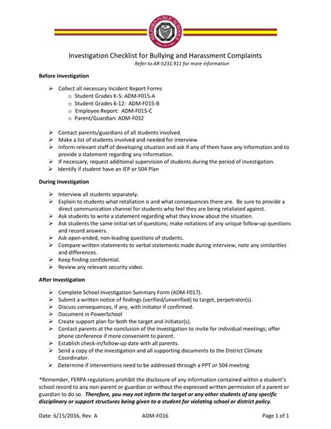 Harassment Investigation Checklist 12 Examples Format Pdf Tips