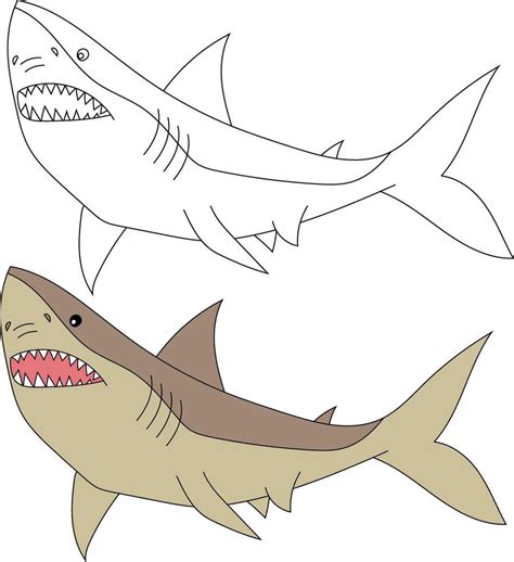 Shark Clipart Set. Colorful and Outline Sharks 41950632 Vector Art at ...