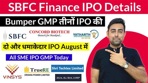 SBFC IPO Details Yatharth IPO GMP Concord IPO SME IPO Jayesh