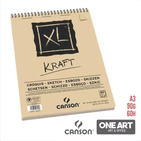 Papel Kraft Canson Xl Sketch A3 90g Bloco De Desenho De 60 Folhas