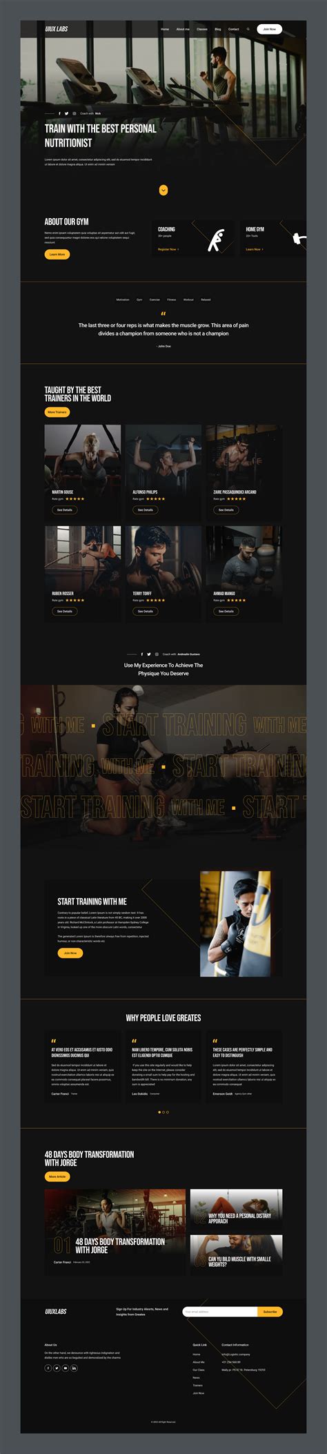 Gym Website Design on Behance