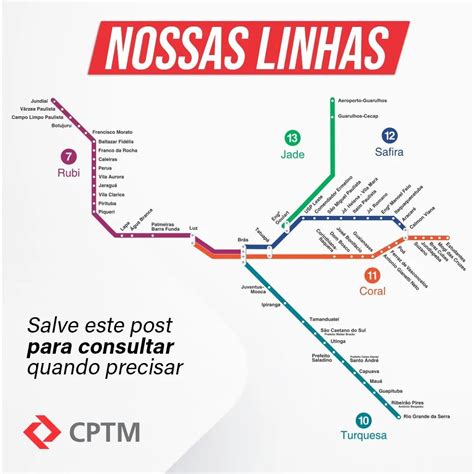 Cptm On Instagram Cptm Mapa De Todas As Linhas Da Cptm Ol