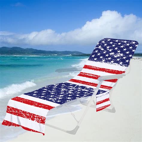 Clearance Beach Chair Cover With Side Pockets Microfiber Chaise Chair