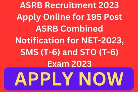 ASRB Recruitment 2023 Apply Online For 195 Post ASRB Combined