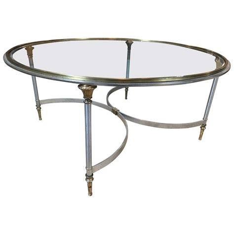 Round Marble Top Coffee Table with Bronze Supports at 1stDibs