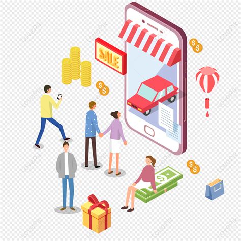 E Commerce Shopping Scene Vector Illustration Phone Shopping Shop