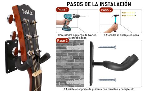 2 Piezas Soporte Para Guitarra Pared OUARTV Metal Base Colgador De